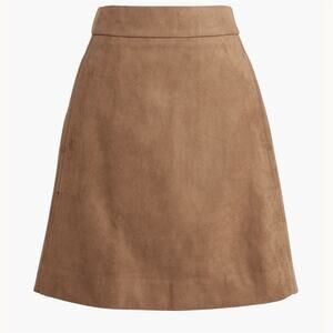 J Crew Brown Faux Suede Lined A Line Skirt Women's Size 4 Pockets Lined Chic